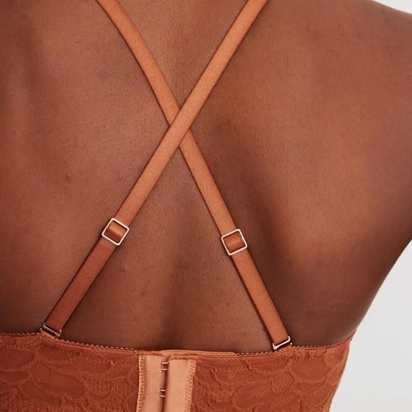 New Aerie Real Power Plunge Push Up New Blooms Lace Bra Cream size 38DD - Picture 6 of 10